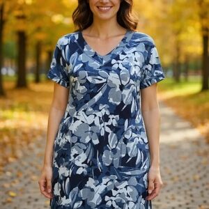 Chico's Blue Floral Mini Dress